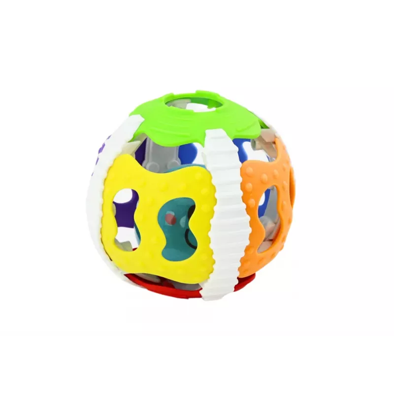 LEAN TOYS Sensorinis kamuoliukas kūdikiams, guminis, su švieselėmis ir garsais, spalvingas