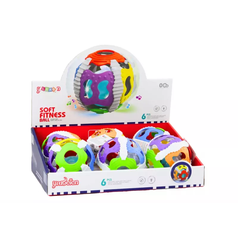 LEAN TOYS Sensorinis kamuoliukas kūdikiams, guminis, su švieselėmis ir garsais, spalvingas