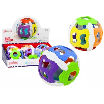 LEAN TOYS Sensorinis kamuoliukas kūdikiams, guminis, su švieselėmis ir garsais, spalvingas