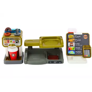 LEAN TOYS Set Shop Pizza Coffee Maker Drinks Cash Register Pretend Play Set