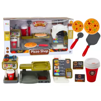 LEAN TOYS Set Shop Pizza Coffee Maker Drinks Cash Register Pretend Play Set