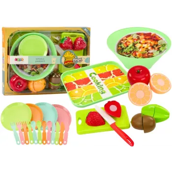LEAN TOYS Vaisių pjaustymo rinkinys su padėklu 25 dalių