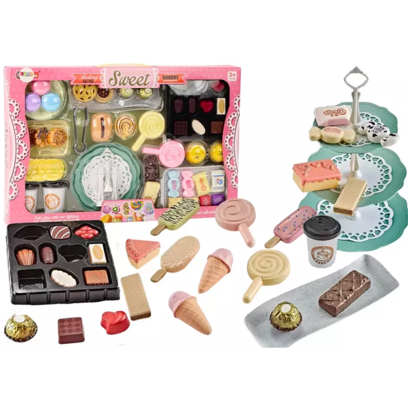 LEAN TOYS Confectionery Cafe Set Sweets Figurines Coffee Cake 50 Pieces