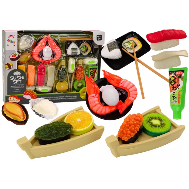 LEAN TOYS Sushi žaislų rinkinys su krevetėmis, 24 detalės