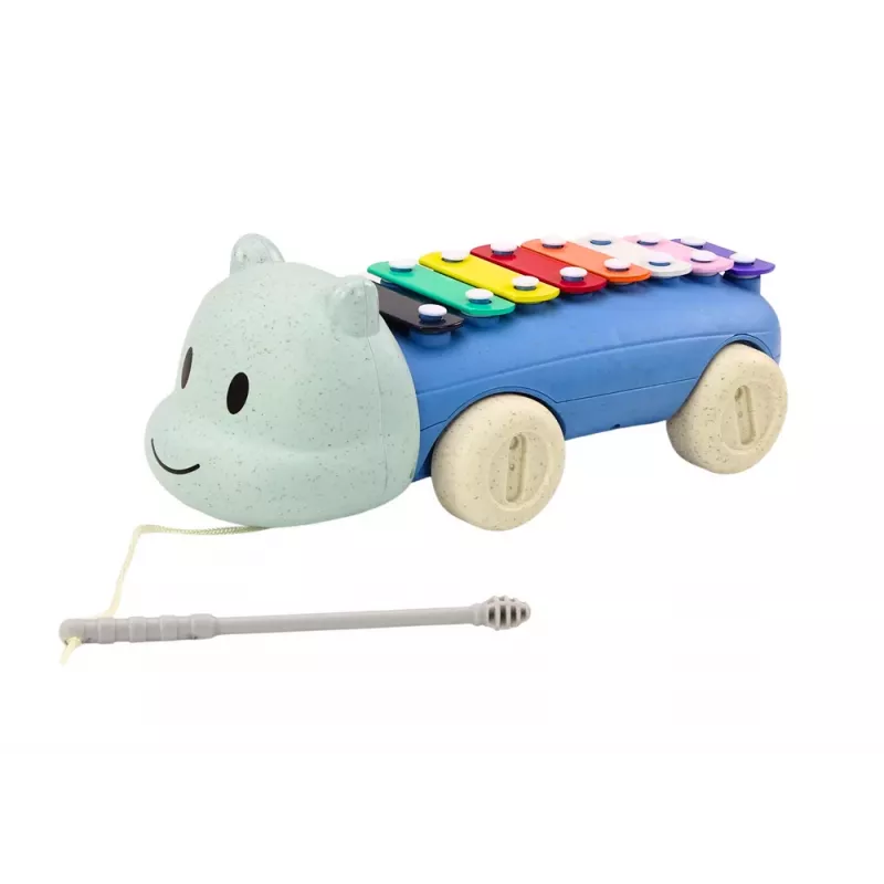 LEAN TOYS Hippopotamus Cymbals On Wheels Instrument For Children Colorful Educational