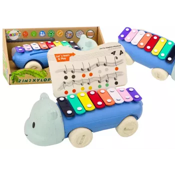LEAN TOYS Hippopotamus Cymbals On Wheels Instrument For Children Colorful Educational