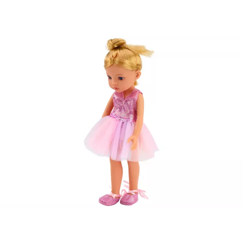 LEAN TOYS Pink Ballerina Doll 33cm su Suknele, Baleto Batais, Tiara