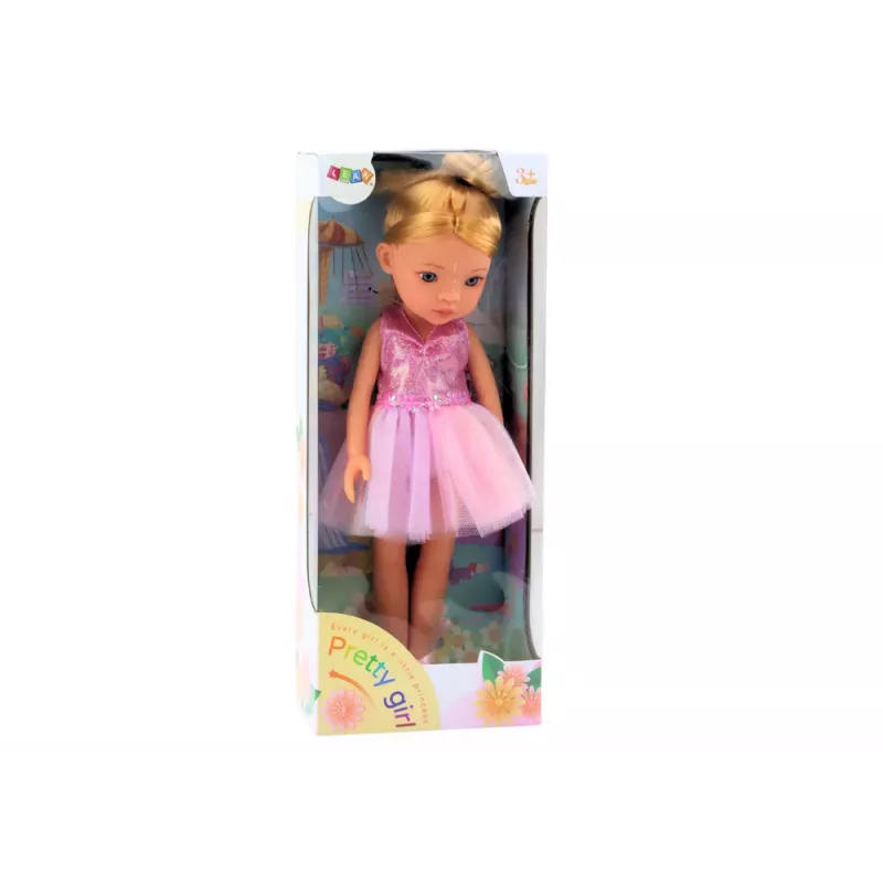 LEAN TOYS Pink Ballerina Doll 33cm su Suknele, Baleto Batais, Tiara