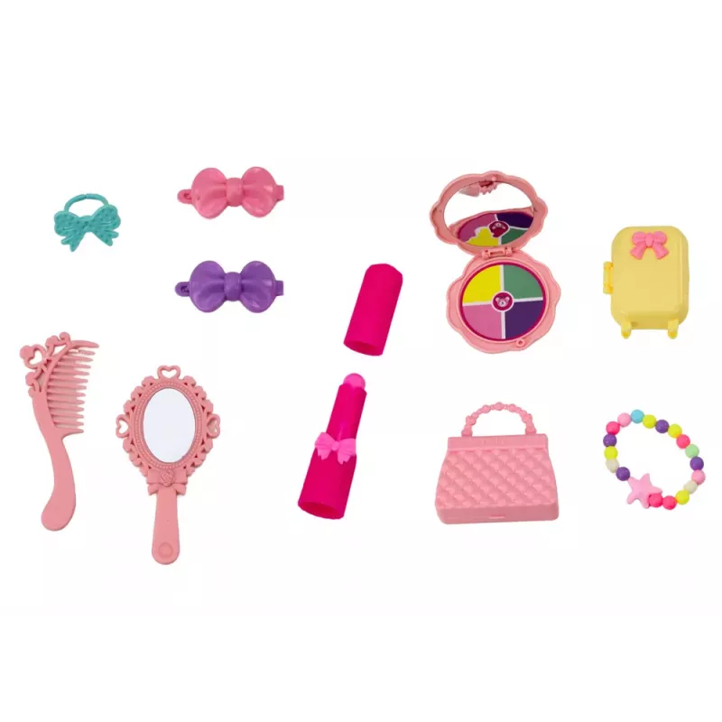 LEAN TOYS Balerinos lėlė su rožiniais aksesuarais