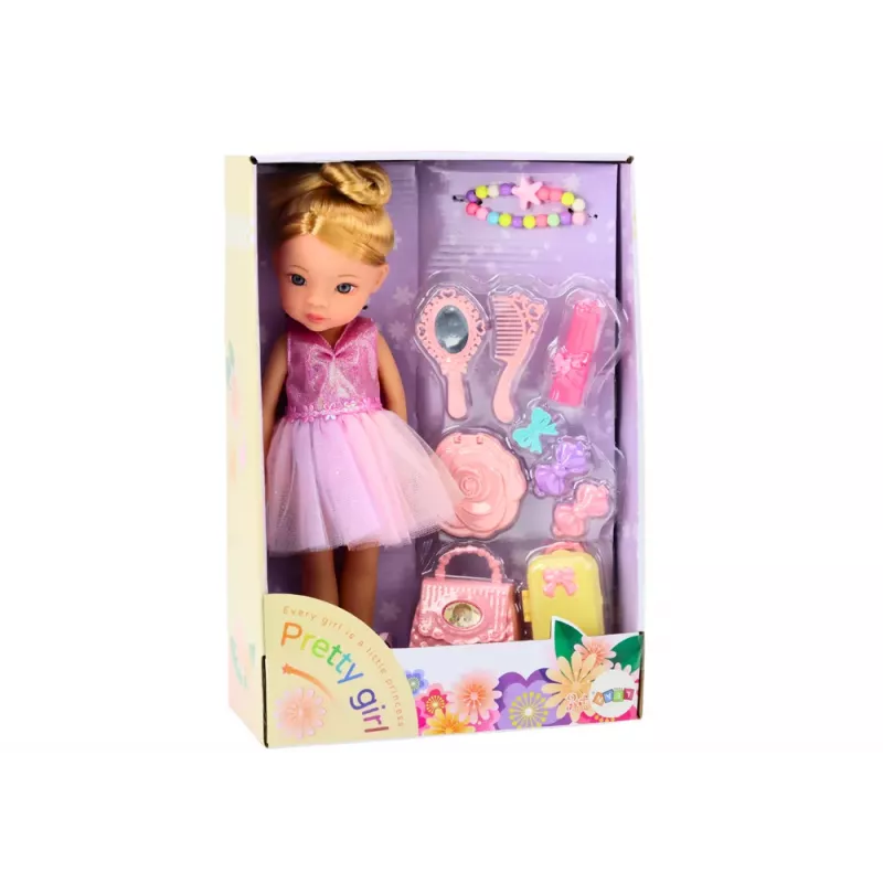 LEAN TOYS Balerinos lėlė su rožiniais aksesuarais