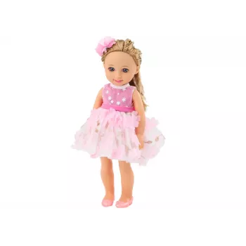 LEAN TOYS Lėlė Pink Dress Long Hair Hairpin Brush 38cm