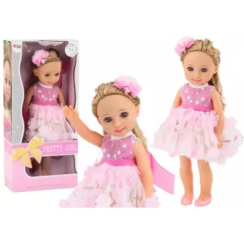 LEAN TOYS Lėlė Pink Dress Long Hair Hairpin Brush 38cm