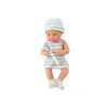 LEAN TOYS Baby Doll in Blue and White Clothes, Hat, Pacifier, Bib, Quilt