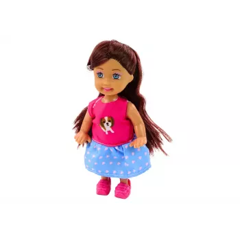 LEAN TOYS Lėlė su šunimis Šunų lėlė Namelis Priedai Rožinė Puppy 16 vnt.