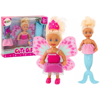 LEAN TOYS 2in1 Mini Doll Mermaid Fairy Tail Wings