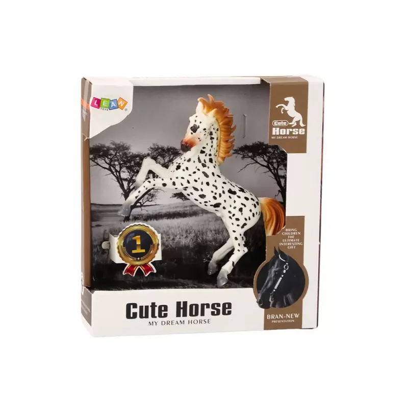 LEAN TOYS Horse Figurine White Horse with Polka Dots Standing Stable Farm Cute Horse