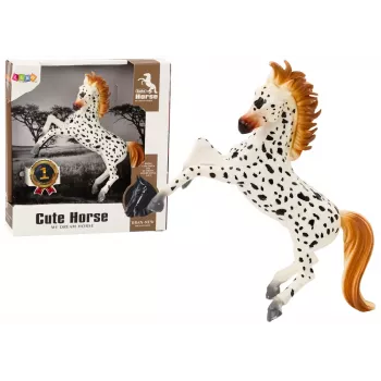 LEAN TOYS Horse Figurine White Horse with Polka Dots Standing Stable Farm Cute Horse