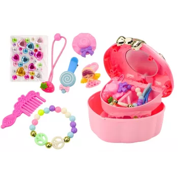 LEAN TOYS 3 viename: Skrynia, Širdelės formos dėžutė, Papuošalų dėžutė, Aksesuarai MIX