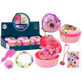 LEAN TOYS 3 viename: Skrynia, Širdelės formos dėžutė, Papuošalų dėžutė, Aksesuarai MIX