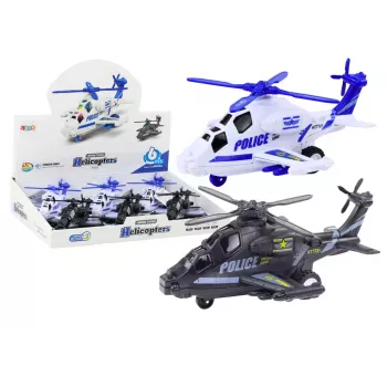 LEAN TOYS Policijos sraigtasparnis baltas arba juodas su trinties varikliu, šviesomis ir garsu