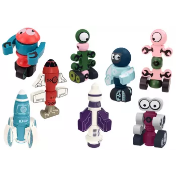 LEAN TOYS Magnetiniai blokeliai Kosminės raketos rinkinys 56 dalys - Magnetinis raketų mišinys