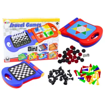 LEAN TOYS Travel Game 8in1 Chess Checkers Ludo Backgammon Chinese Snakes and Ladders