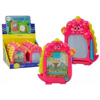 LEAN TOYS Drawing Board Pocket Game 2in1 Pink Dinosaur