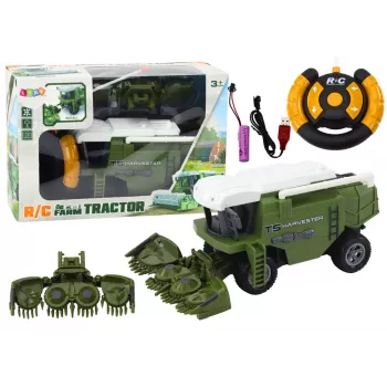 LEAN TOYS RC Agricultural Combine Harvester Remotely Controlled Agricultural Machine Green