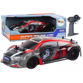 LEAN TOYS RC Remote Control Car 1:18 Rubber Wheels Drift Red