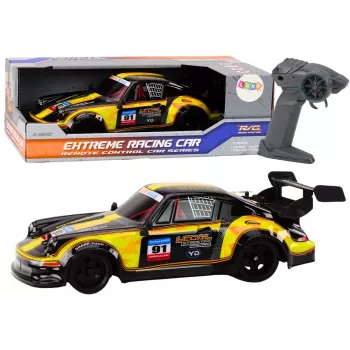 LEAN TOYS RC Remote Control Car 1:16 Rubber Wheels Drift Yellow