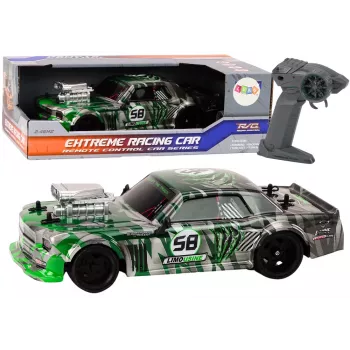 LEAN TOYS RC Remote Control Car 1:16 Drift Rubber Wheels Green