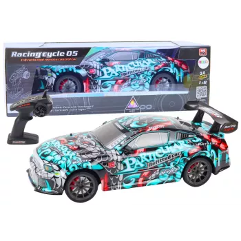 LEAN TOYS Didelis nuotoliniu būdu valdomas RC sportinis automobilis 1:8 Šviesos Garsai Graffiti