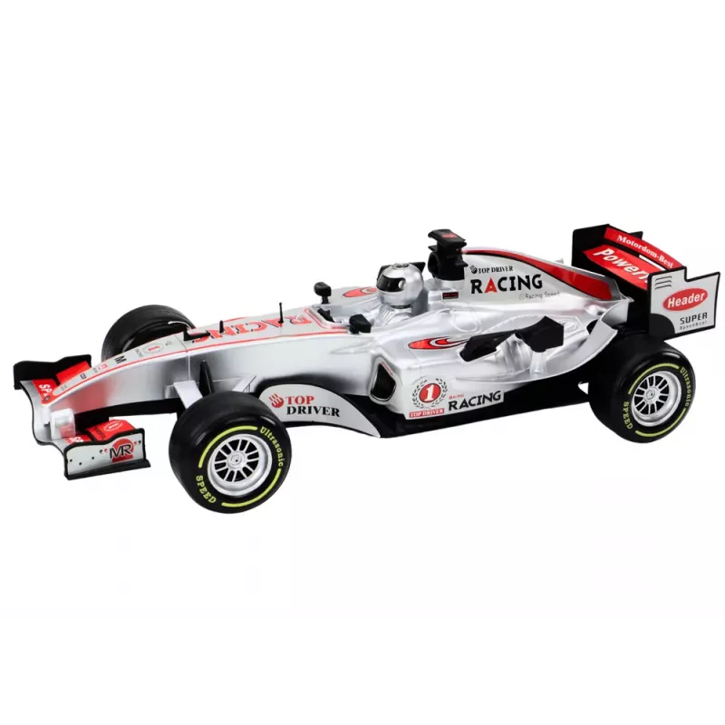 LEAN TOYS nuotoliniu valdymu valdomas lenktyninis automobilis RC Racer 1:12 sidabrinis šviesos garsai