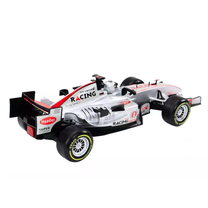 LEAN TOYS nuotoliniu valdymu valdomas lenktyninis automobilis RC Racer 1:12 sidabrinis šviesos garsai