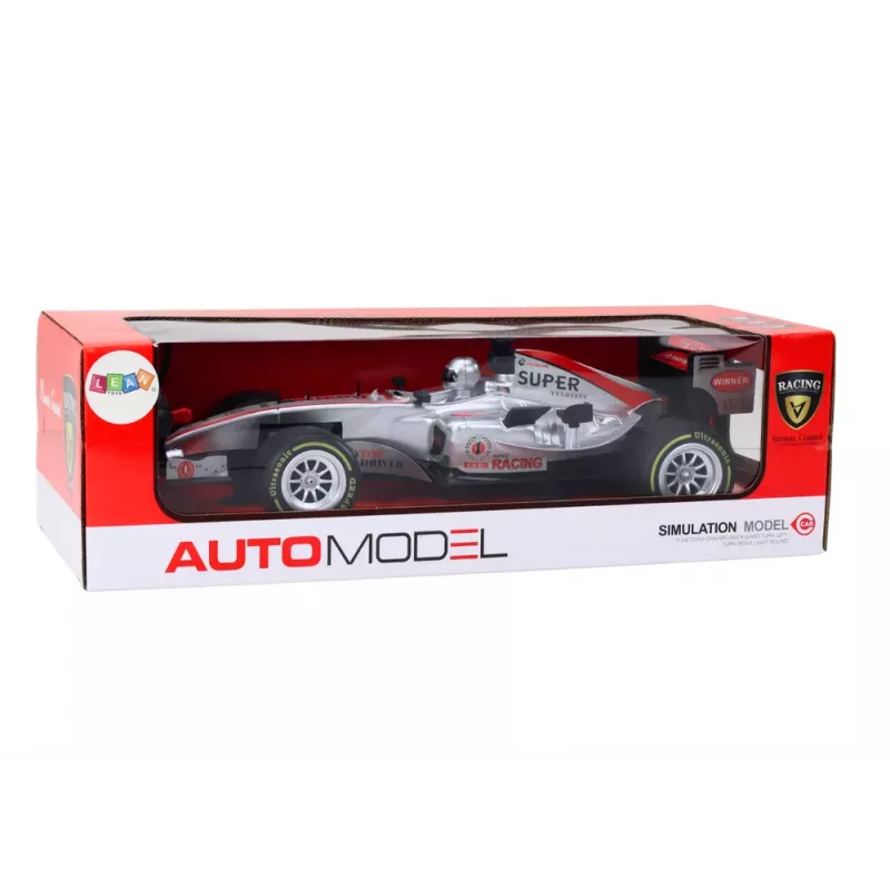 LEAN TOYS nuotoliniu valdymu valdomas lenktyninis automobilis RC Racer 1:12 sidabrinis šviesos garsai