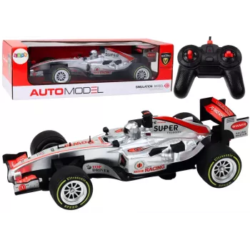 LEAN TOYS nuotoliniu valdymu valdomas lenktyninis automobilis RC Racer 1:12 sidabrinis šviesos garsai