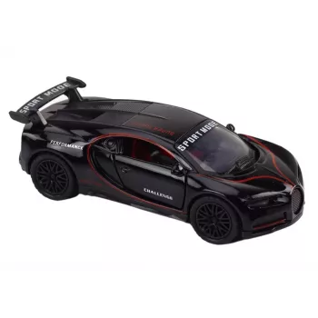 LEAN TOYS Sportinis automobilis 1:32 veiksmo figūrėlė su spoileriu, metalinis, juodas, su garsu