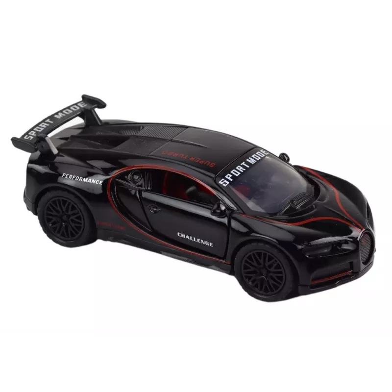 LEAN TOYS Sportinis automobilis 1:32 veiksmo figūrėlė su spoileriu, metalinis, juodas, su garsu