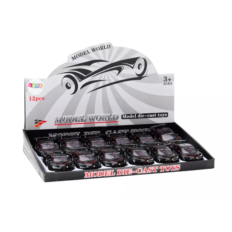 LEAN TOYS Sportinis automobilis 1:32 veiksmo figūrėlė su spoileriu, metalinis, juodas, su garsu