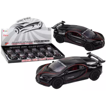 LEAN TOYS Sportinis automobilis 1:32 veiksmo figūrėlė su spoileriu, metalinis, juodas, su garsu