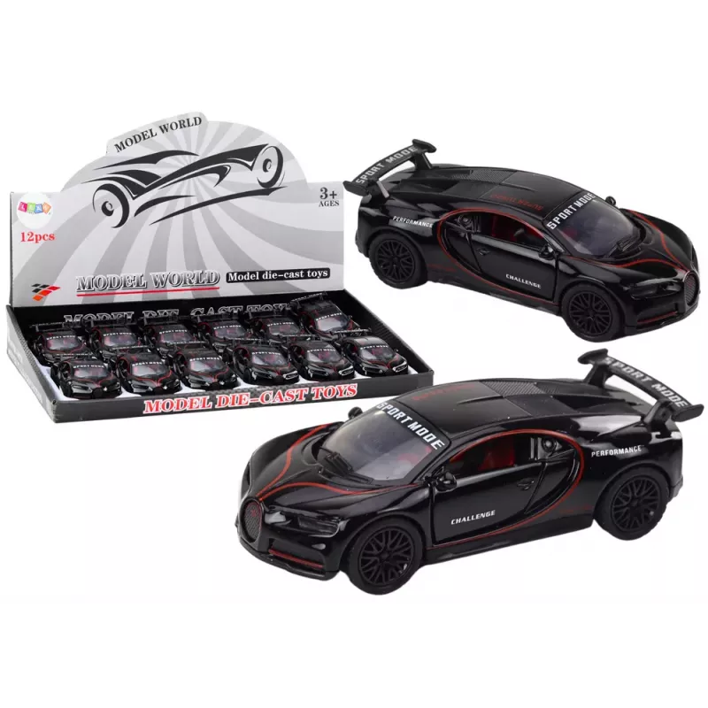 LEAN TOYS Sportinis automobilis 1:32 veiksmo figūrėlė su spoileriu, metalinis, juodas, su garsu