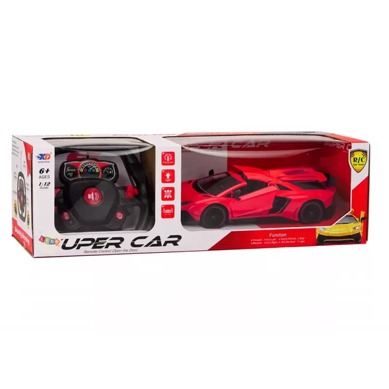 LEAN TOYS RC nuotoliniu valdymu sportinis automobilis su atsidarančiomis durelėmis Raudonas 1:12
