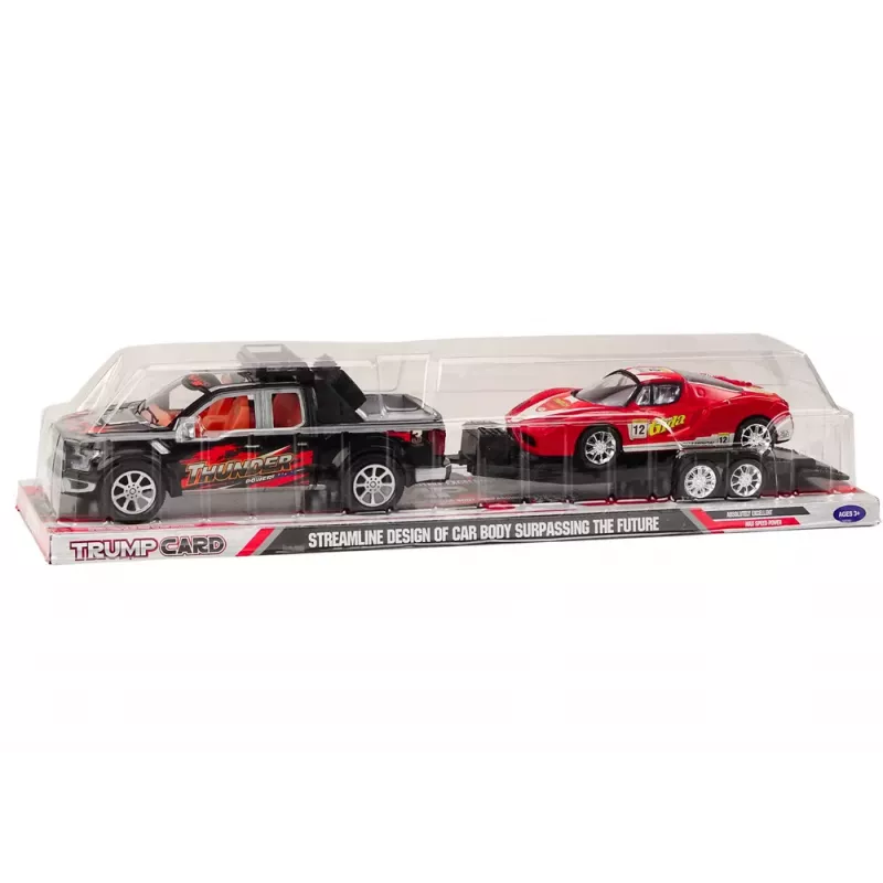 LEAN TOYS Pickup Truck With Tow Truck Semi-Trailer Sports Car Off-road Set