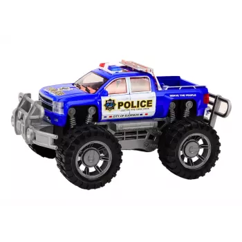 LEAN TOYS Police Car Pickup Blue Off-Road Police Vehicle