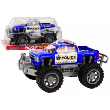 LEAN TOYS Police Car Pickup Blue Off-Road Police Vehicle