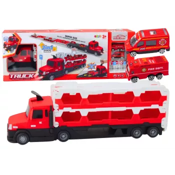LEAN TOYS Lora Tow Truck Race Track 2in1 Lights Sounds Signs Cars Red