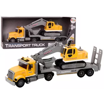 LEAN TOYS Lora Truck Crawler Excavator su šviesomis, garsais ir važiavimu – geltona, 1:14 mastelis, 2.4 GHz RC