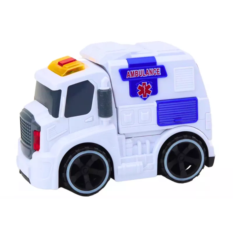 LEAN TOYS Greitosios pagalbos automobilis su šviesomis ir garsais - Baltas
