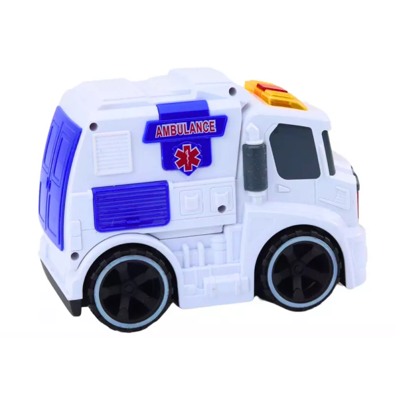 LEAN TOYS Greitosios pagalbos automobilis su šviesomis ir garsais - Baltas