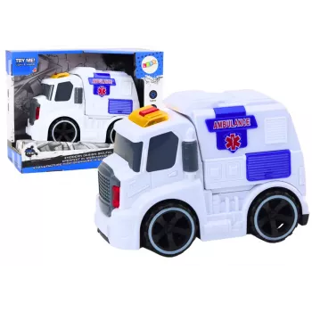 LEAN TOYS Greitosios pagalbos automobilis su šviesomis ir garsais - Baltas